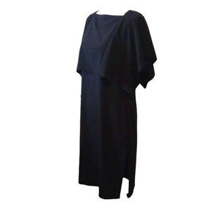Calvin Klein Black Caped Sheath Dress Knee Length Size 6 Elegant Classic‎ Design